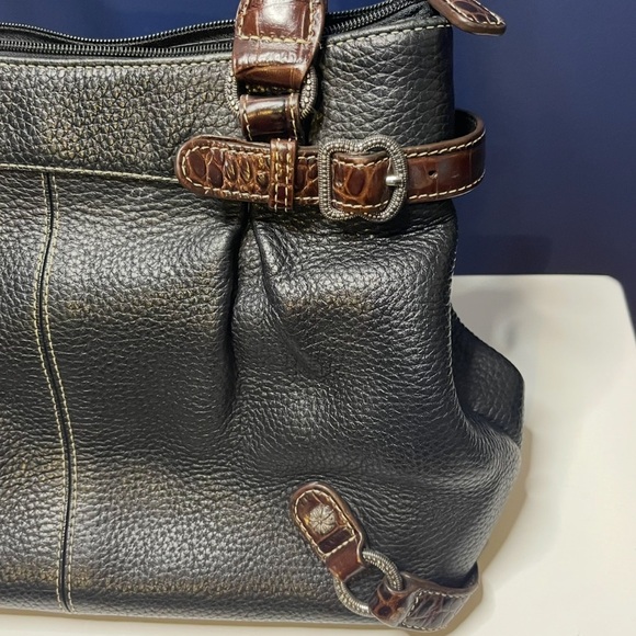 Brighton Black Pebbled Leather Shoulder Bag EUC - Picture 3 of 5